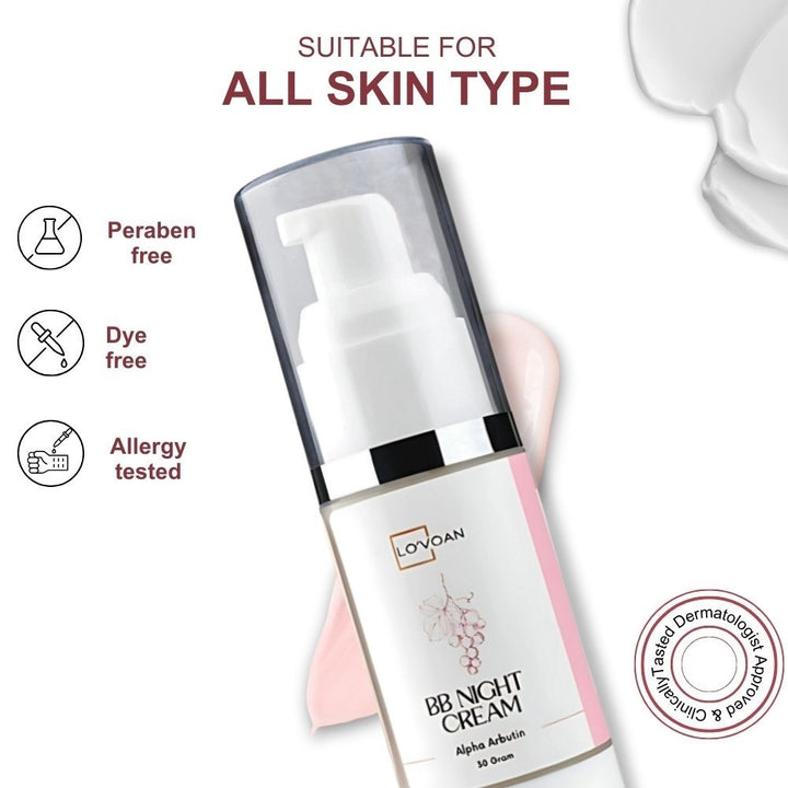 Lo'voan bb night cream - Suitable for all skin type, Peraben free, Dye free, Allergy tested