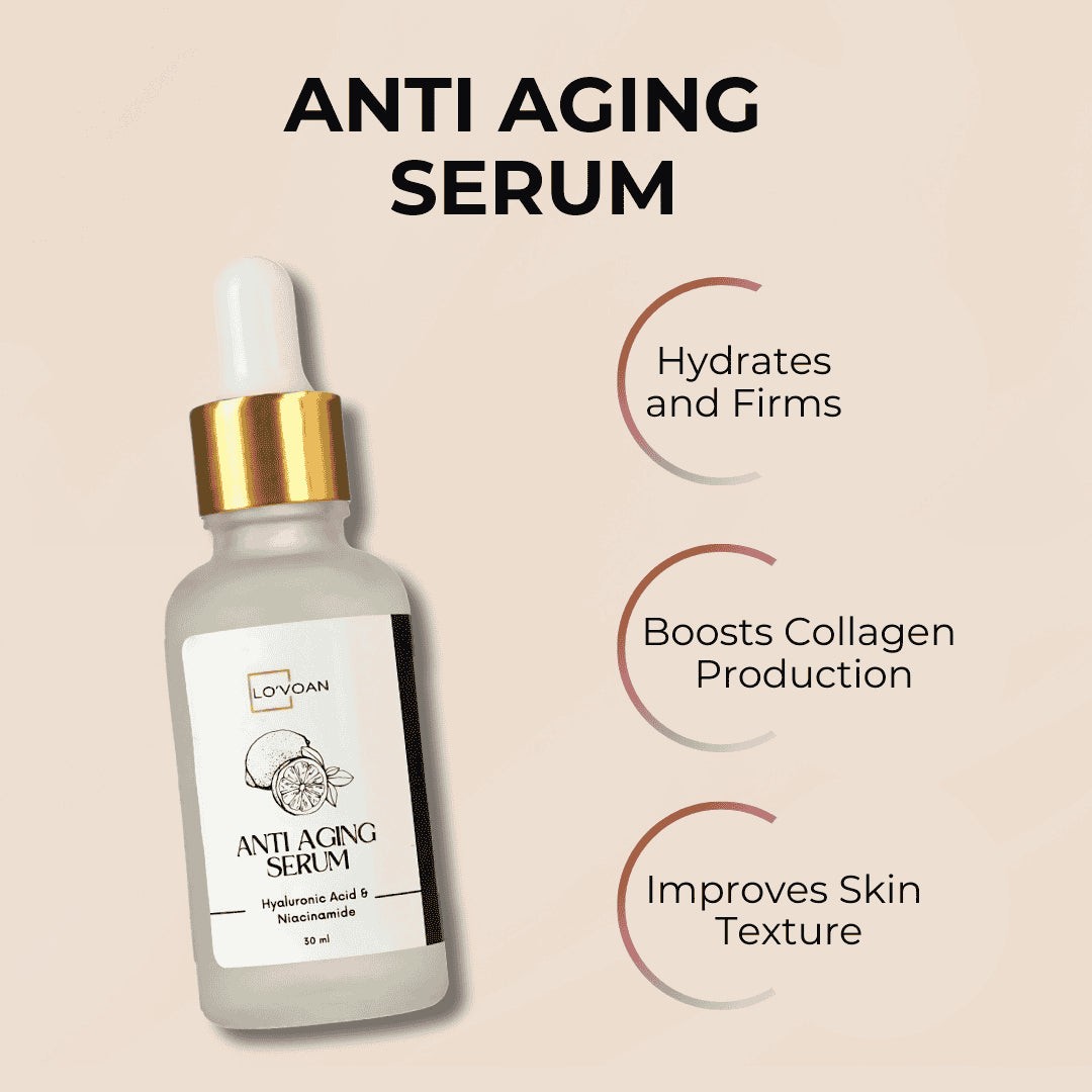 LOVOAN Anti-Aging Serum bottle with natural ingredients for youthful skin
