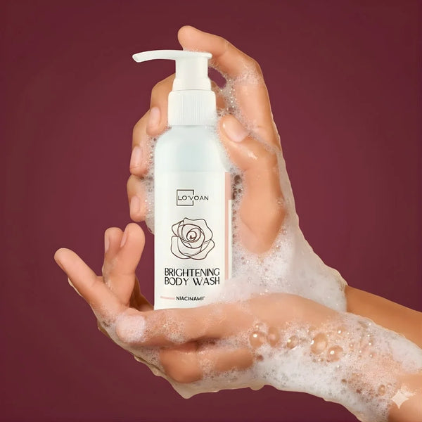 Lo’voan Brightening Body Wash gently cleanses, brightens dull skin, fades dark spots, and restores natural radiance with hydrating ingredients for men and women.
