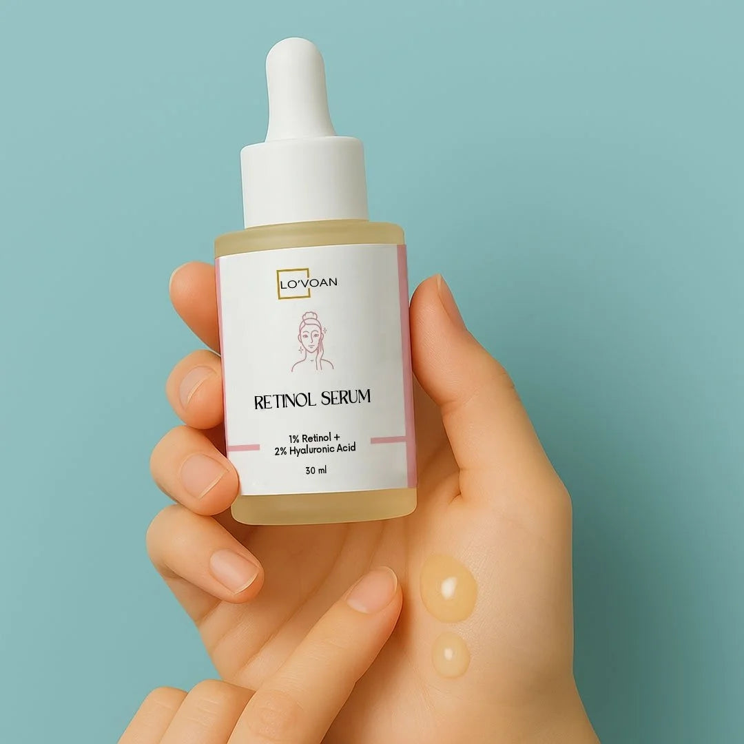 Lo’voan Retinol Serum bottle – Anti-aging and wrinkle-reducing skincare product for smoother, youthful skin